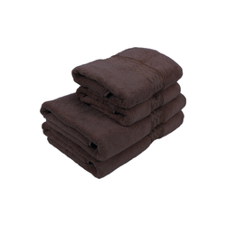 BYFT Home Ultra (Brown) 2 Hand Towel (50 x 90 Cm) & 2 Bath Towel (70 x 140 Cm) 100% Cotton Highly Absorbent, High Quality Bath linen with Checkered Dobby 550 Gsm Set of 4