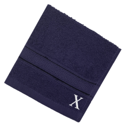 BYFT Daffodil (Navy Blue) Monogrammed Face Towel (30 x 30 Cm-Set of 6) 100% Cotton, Absorbent and Quick dry, High Quality Bath Linen-500 Gsm White Thread Letter "X"