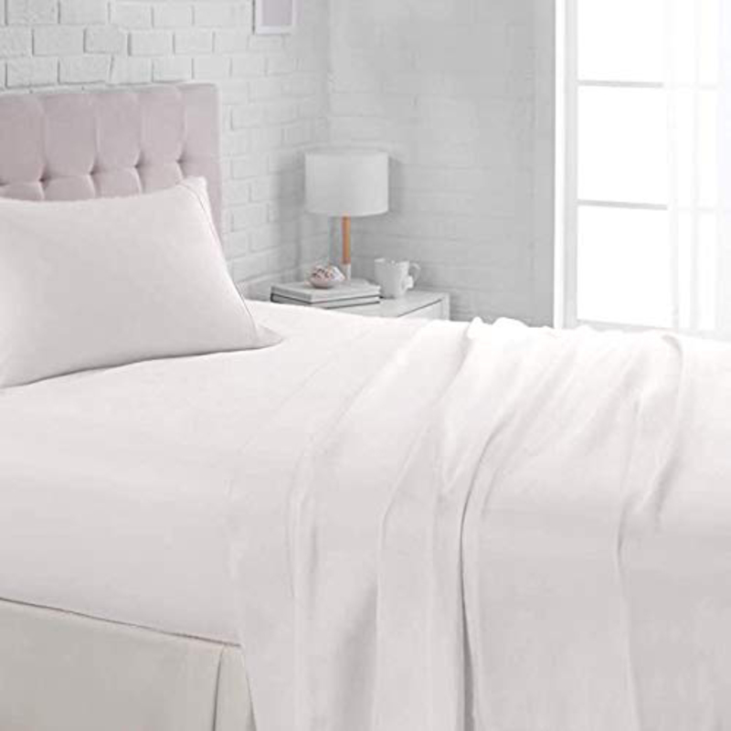 BYFT Orchard 100% Cotton Flat Bed Sheet, Queen, White