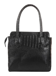 Mounthood Anat Leather Hand/Shoulder Bag for Women, Black