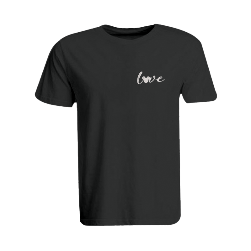 BYFT (Black) Embroidered Cotton T-shirt (Mickey Love) Personalized Round Neck T-shirt For Men (Medium)-Set of 1 pc-190 GSM