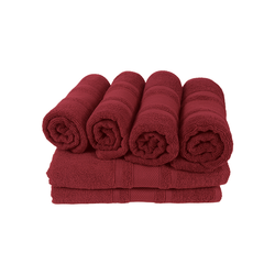 BYFT Home Castle (Maroon) 4 Hand Towel (50 x 90 Cm) & 2 Bath Towel (70 x 140 Cm) 100% Cotton Highly Absorbent, High Quality Bath linen with Diamond Dobby 550 Gsm Set of 6