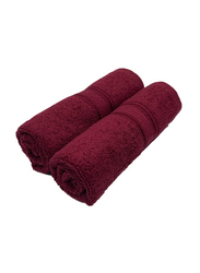 BYFT 2-Piece Daffodil 100% Cotton Hand Towel, 40 x 60cm, Burgundy