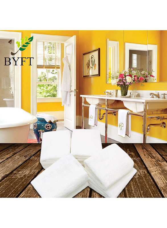 BYFT 24-Piece Iris 100% Cotton Face Towel Set, White