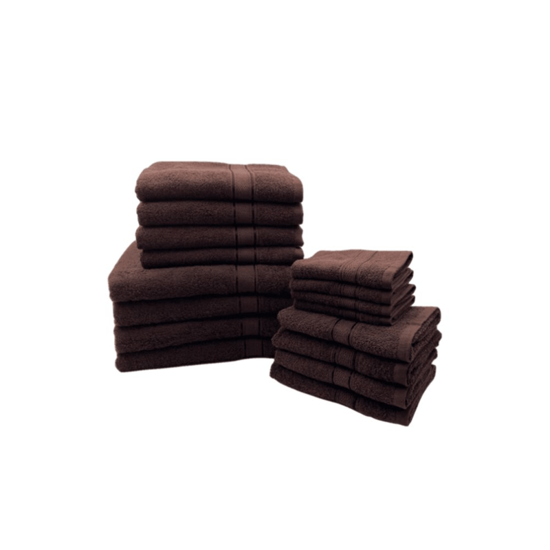 BYFT Daffodil (Brown) 100% Cotton Premium Bath Linen Set (4 Face, 4 Hand, 4 Adult Bath, & 4 Kids Bath Towels) Super Soft, Quick Dry, and Highly Absorbent Family Bath Linen Pack -Set of 16 Pcs