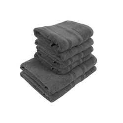 BYFT Home Castle (Grey) 4 Hand Towel (50 x 90 Cm) & 2 Bath Towel (70 x 140 Cm) 100% Cotton Highly Absorbent, High Quality Bath linen with Diamond Dobby 550 Gsm Set of 6