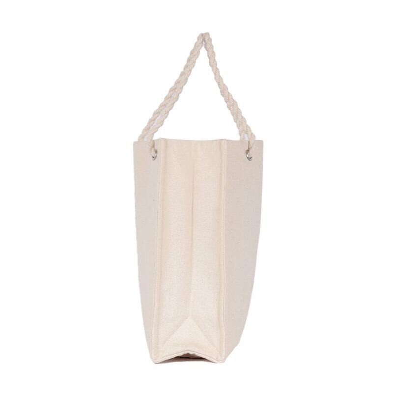 BYFT Natural Cotton Canvas Tote Bag with String Handle