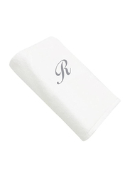 BYFT 100% Cotton Embroidered Letter R Hand Towel, 50 x 80cm, White/Silver