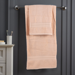 BYFT Home Trendy (Cream) Hand Towel (50 x 90 Cm) & Bath Towel (70 x 140 Cm) 100% Cotton Highly Absorbent, High Quality Bath linen with Striped Dobby 550 Gsm Set of 2