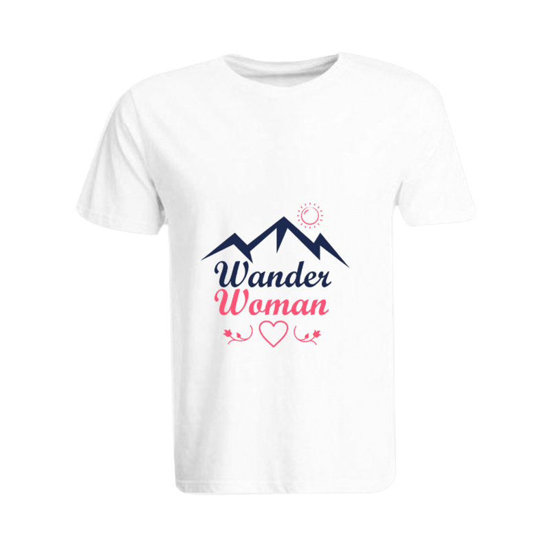 

BYFT (White) Printed Cotton T-shirt (Wander women) Personalized Round Neck T-shirt For Women (2XL)-Set of 1 pc-190 GSM