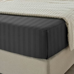 BYFT Tulip 100% Cotton Satin Stripe Flat Bed Sheet, 300 Tc, 1cm, 160 x 280cm, Single, Charcoal