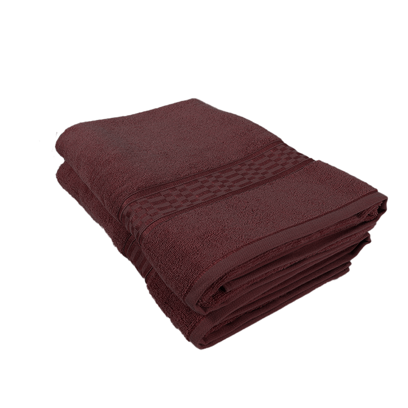 BYFT Home Ultra (Burgundy) Premium Bath Sheet  (90 x 180 Cm - Set of 2) 100% Cotton Highly Absorbent, High Quality Bath linen with Checkered Dobby 550 Gsm