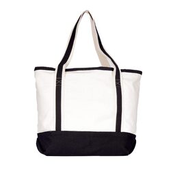 BYFT Natural Cotton Canvas Tote Bag with Black Tape Handles