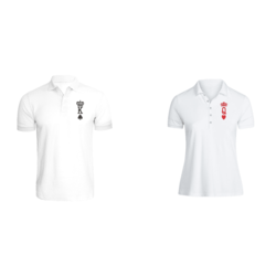 BYFT (White) Couple Embroidered Cotton T-shirt (Crown King & Queen) Personalized Polo Neck T-shirt (Large)-Set of 2 pcs-220 GSM