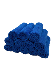 BYFT 12-Piece Daffodil 100% Cotton Washcloth, 30 x 30cm, Royal Blue