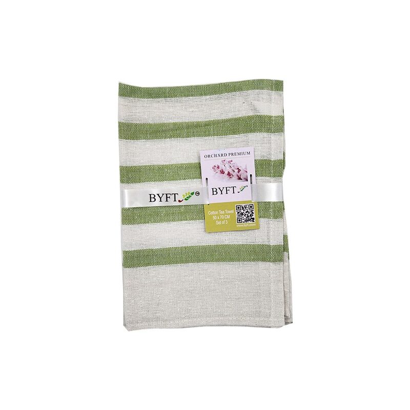 BYFT Orchard Green Multi Checks ( 50 x 70 Cm) Tea Towel-Set of 3