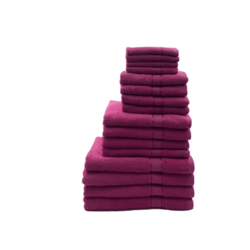 BYFT Daffodil (Fuchsia Pink) 100% Cotton Premium Bath Linen Set (4 Face, 4 Hand, 4 Adult Bath, & 4 Kids Bath Towels) Super Soft, Quick Dry, and Highly Absorbent Family Bath Linen Pack -Set of 16 Pcs