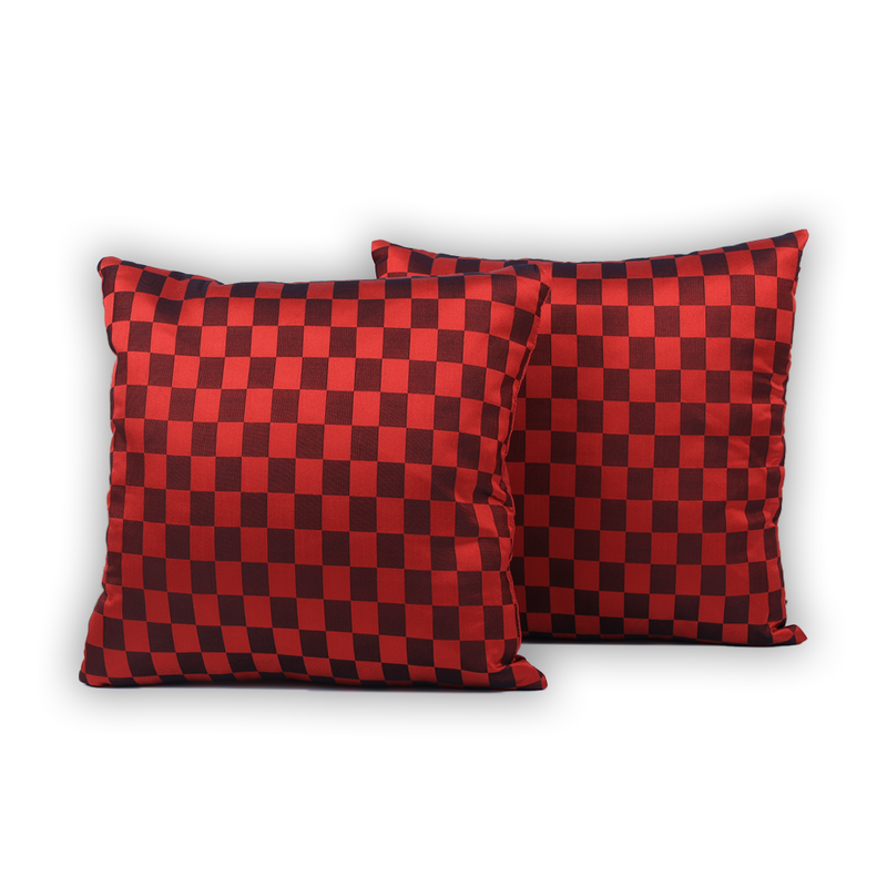 BYFT Checkered Red & Black 16 x 16 Inch Decorative Cushion & Cushion Cover Set of 2