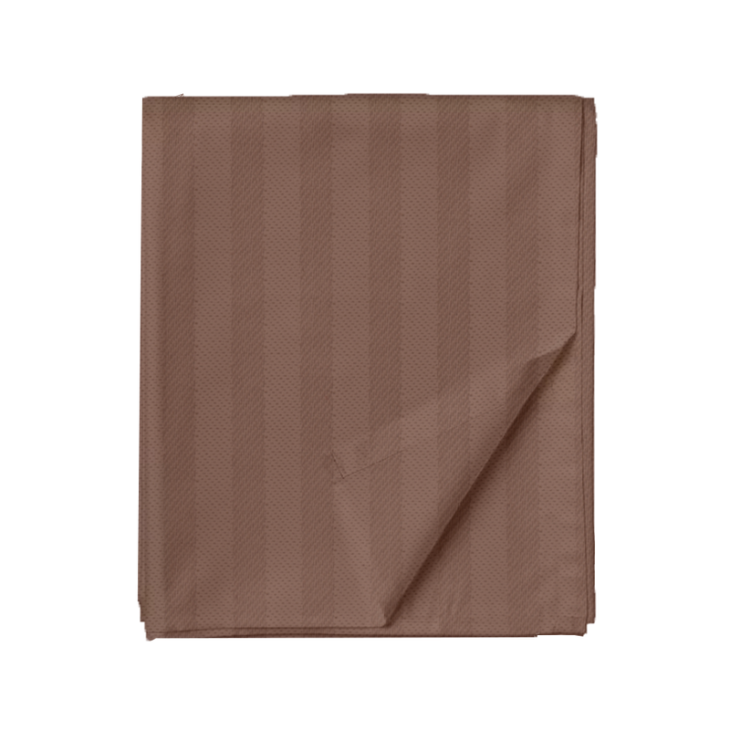 BYFT Tulip (Dark Brown) King Size Flat Sheet and pillow case Set with 1 cm Satin Stripe (Set of 2 Pcs) 100% Cotton Percale Soft and Luxurious Hotel Quality Bed linen -300 TC