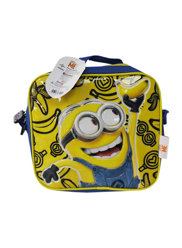 Minions 16-inch Double Handle Trolley School Bag with Lunch Bag & Pencil Bag for Kids, Multicolour