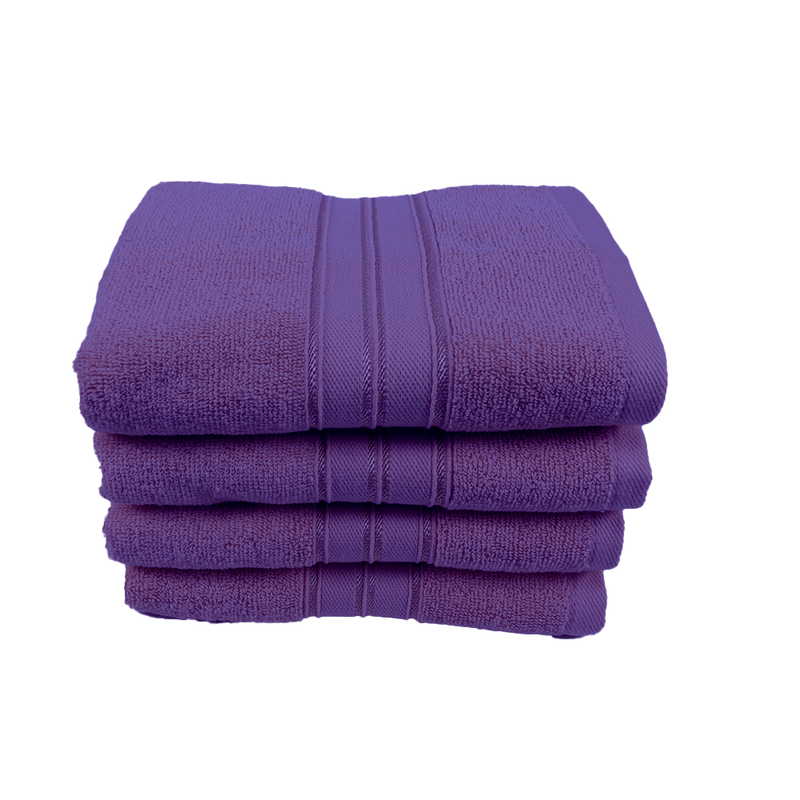 BYFT Home Trendy (Lavender) Premium Hand Towel  (50 x 90 Cm - Set of 4) 100% Cotton Highly Absorbent, High Quality Bath linen with Striped Dobby 550 Gsm