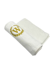 BYFT 100% Cotton Embroidered Monogrammed Letter W Hand Towel, 50 x 80cm, White/Gold