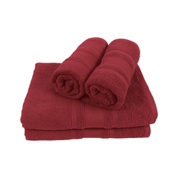 BYFT Home Castle (Maroon) 2 Hand Towel (50 x 90 Cm) & 2 Bath Towel (70 x 140 Cm) 100% Cotton Highly Absorbent, High Quality Bath linen with Diamond Dobby 550 Gsm Set of 4