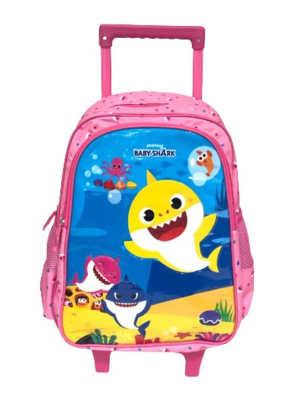 Pinkfong 14-inch Baby Shark Sea School Trolley Bag for Kids, Multicolour