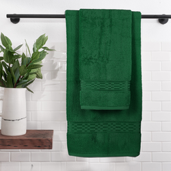 BYFT Home Ultra (Green) 4 Hand Towel (50 x 90 Cm) & 2 Bath Towel (70 x 140 Cm) 100% Cotton Highly Absorbent, High Quality Bath linen with Checkered Dobby 550 Gsm Set of 6