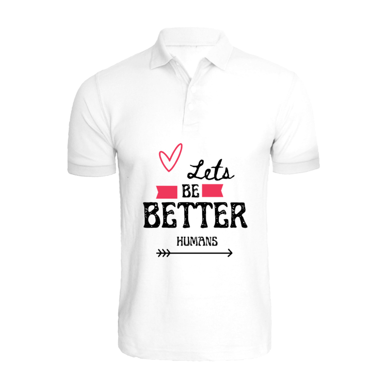 

BYFT (White) Ramadan Printed Tshirt (Lets Be Better Humans) Cotton (XL) Unisex Polo Neck Tshirt -220 GSM