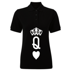 BYFT (Black) Printed Cotton T-shirt (Crown Queen Heart) Personalized Polo Neck T-shirt For Women (Medium)-Set of 1 pc-220 GSM