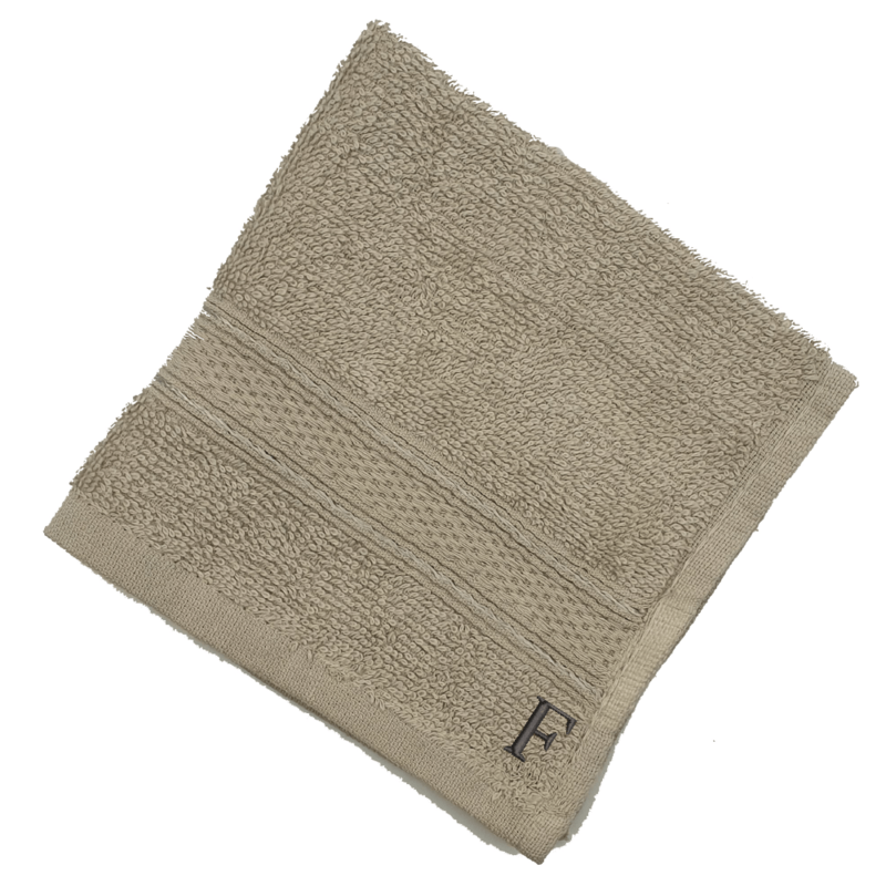 BYFT Daffodil (Light Grey) Monogrammed Face Towel (30 x 30 Cm-Set of 6) 100% Cotton, Absorbent and Quick dry, High Quality Bath Linen-500 Gsm Black Thread Letter "F"