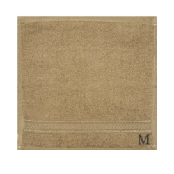 BYFT Daffodil (Light Beige) Monogrammed Face Towel (30 x 30 Cm-Set of 6) 100% Cotton, Absorbent and Quick dry, High Quality Bath Linen-500 Gsm Black Thread Letter "M"