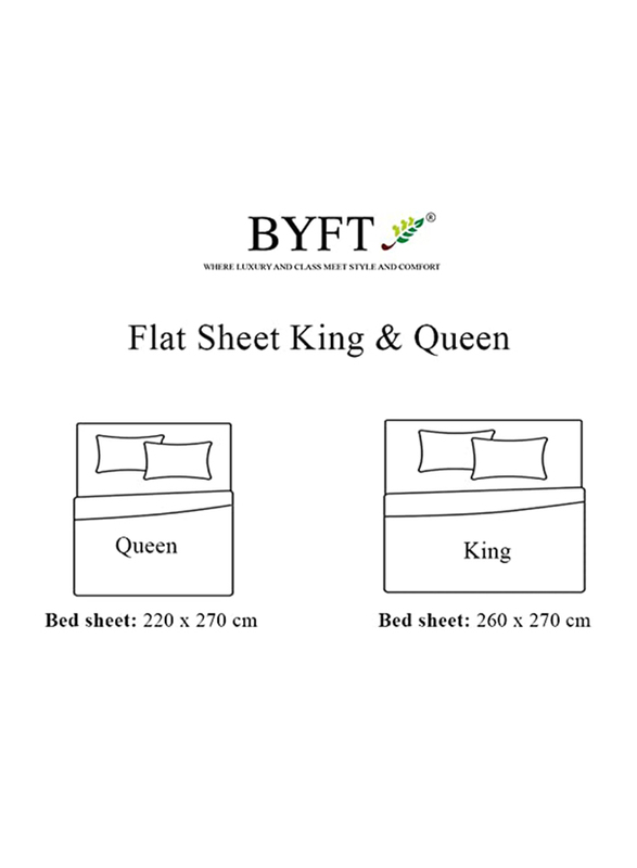 BYFT Tulip 100% Cotton Satin Stripe Flat Bed Sheet, 300 Tc, 1cm, 260 x 280cm, King, Cream
