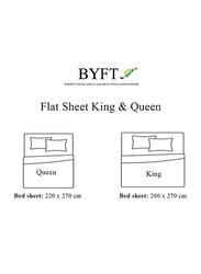 BYFT Tulip 100% Cotton Satin Stripe Flat Bed Sheet, 300 Tc, 1cm, 260 x 280cm, King, Cream