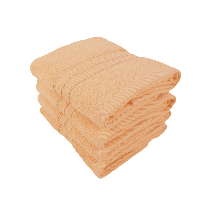 BYFT Home Trendy (Peach) Premium Hand Towel  (50 x 90 Cm - Set of 4) 100% Cotton Highly Absorbent, High Quality Bath linen with Striped Dobby 550 Gsm