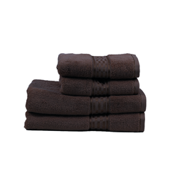 BYFT Home Ultra (Brown) 2 Hand Towel (50 x 90 Cm) & 2 Bath Towel (70 x 140 Cm) 100% Cotton Highly Absorbent, High Quality Bath linen with Checkered Dobby 550 Gsm Set of 4