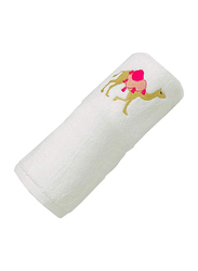 BYFT 100% Cotton Embroidered Camel Hand Towel, 50 x 80cm, White/Pink