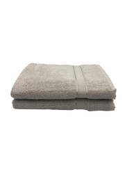 BYFT 2-Piece Daffodil 100% Cotton Bath Towel, 70 x 140cm, Light Grey