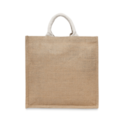 BYFT Laminated Jute Tote Bags with Gusset (Natural) Reusable Eco Friendly Shopping Bag (33.02 x 10.16 x 33.02 Cm) Set of 1 Pc