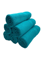 BYFT 6-Piece Daffodil 100% Cotton Bath Towel, 70 x 140cm, Turquoise Blue