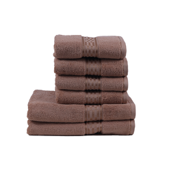 BYFT Home Ultra (Beige) 4 Hand Towel (50 x 90 Cm) & 2 Bath Towel (70 x 140 Cm) 100% Cotton Highly Absorbent, High Quality Bath linen with Checkered Dobby 550 Gsm Set of 6