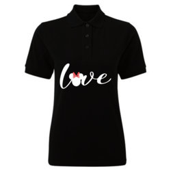 BYFT (Black) Printed Cotton T-shirt (Minnie Love) Personalized Polo Neck T-shirt For Women (Medium)-Set of 1 pc-220 GSM