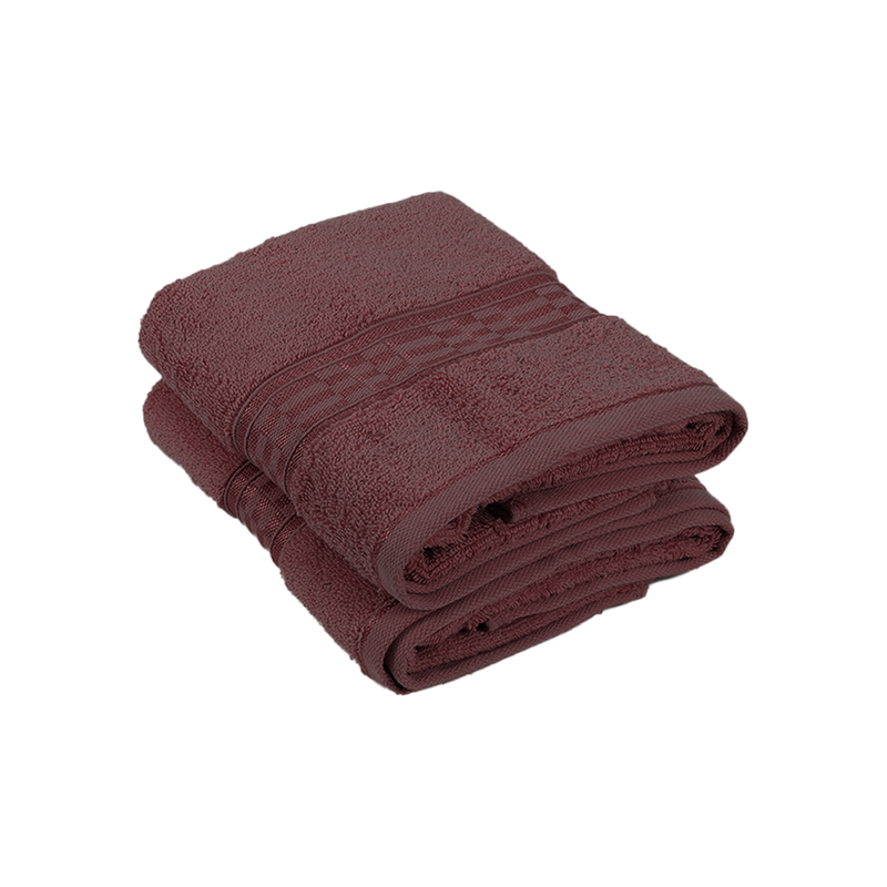 BYFT Home Ultra (Burgundy) Premium Hand Towel  (50 x 90 Cm - Set of 2) 100% Cotton Highly Absorbent, High Quality Bath linen with Checkered Dobby 550 Gsm