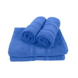 BYFT Home Castle (Blue) 2 Hand Towel (50 x 90 Cm) & 2 Bath Towel (70 x 140 Cm) 100% Cotton Highly Absorbent, High Quality Bath linen with Diamond Dobby 550 Gsm Set of 4