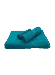 BYFT 3-Piece Daffodil 100% Cotton Towel Set, Turquoise Blue