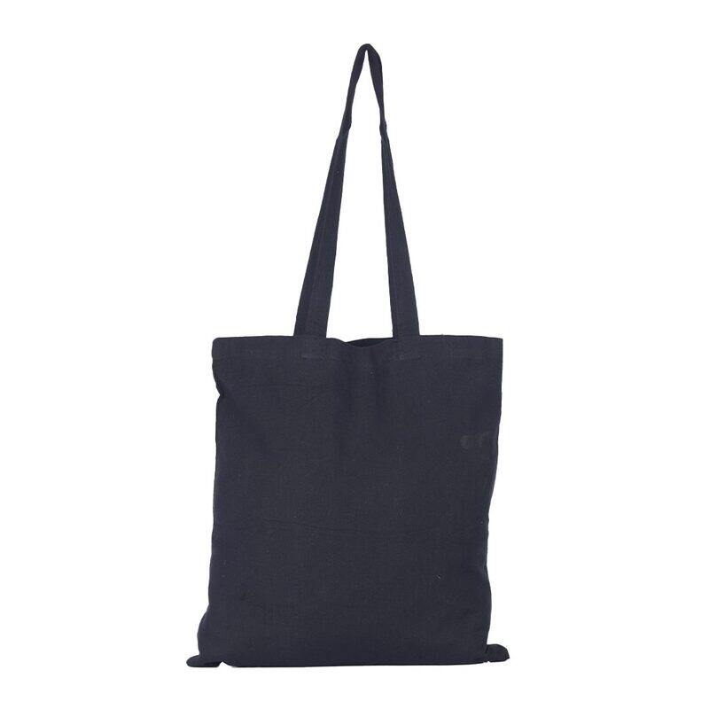 BYFT Black Cotton Flat Tote Bag (I Love Beach)