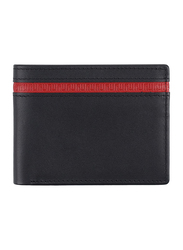 Jafferjees Quetta Leather Bi-Fold Wallet for Men, Black/Red
