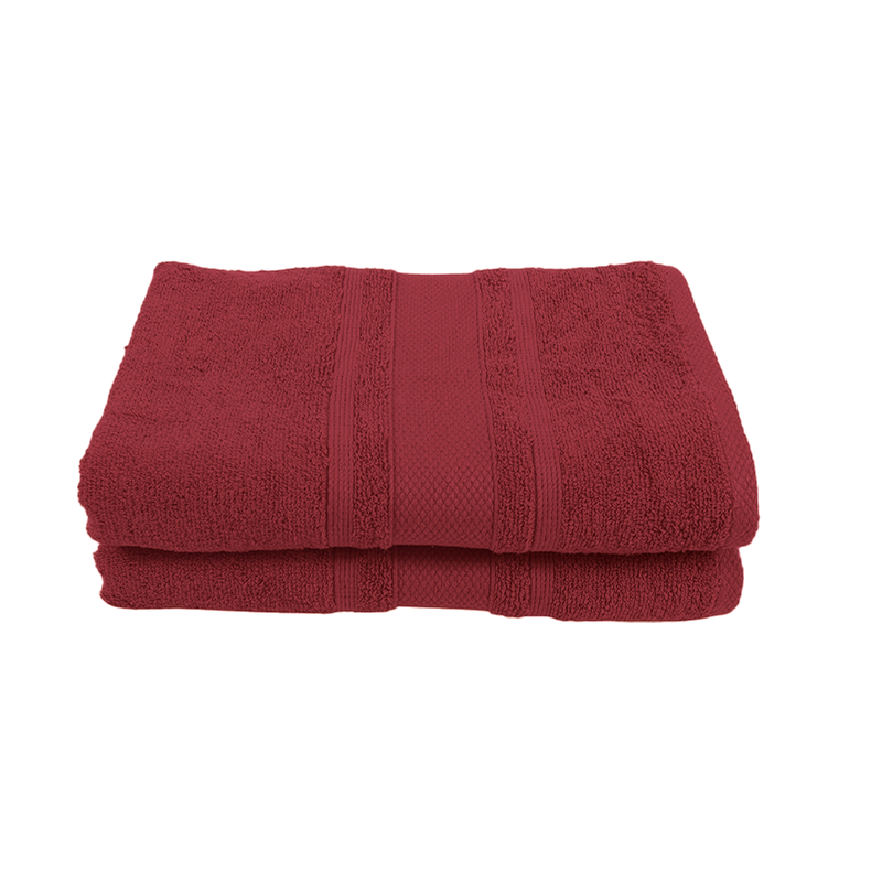 BYFT Home Castle (Maroon) Premium Bath Sheet  (90 x 180 Cm - Set of 2) 100% Cotton Highly Absorbent, High Quality Bath linen with Diamond Dobby 550 Gsm