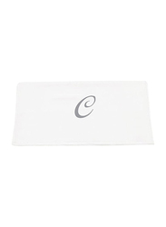 BYFT 100% Cotton Embroidered Letter C Bath Towel, 70 x 140cm, White/Silver